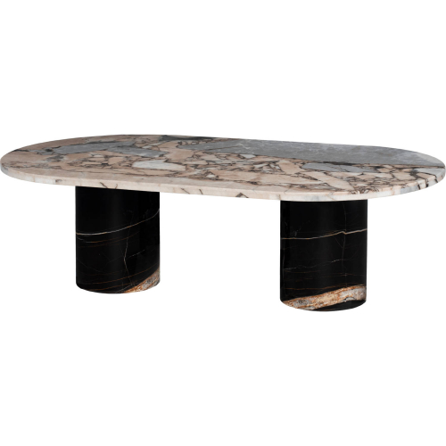 Ande Coffee Table in Polished Luna Marble & Polished Noir Black Marble